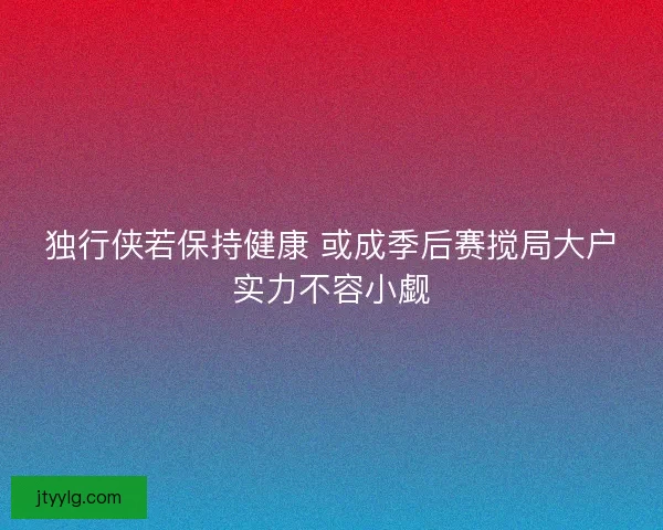 独行侠若保持健康 或成季后赛搅局大户实力不容小觑